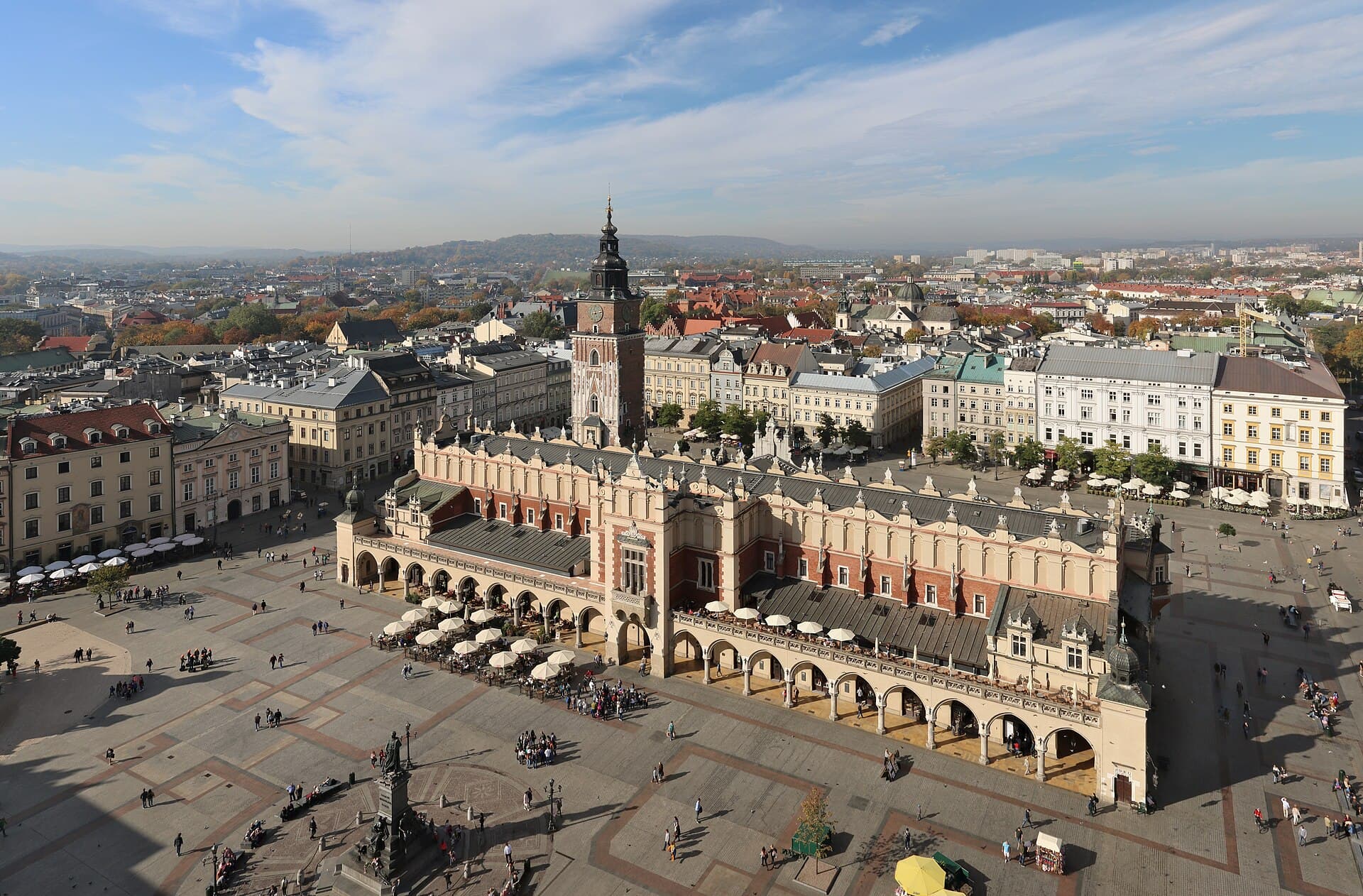 Kraków's Main Market Square and Cloth Hall from above